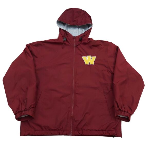 Port Authority Jacket Mens Small Burgundy Full Zip Lined Nylon Preppy University - Picture 1 of 12